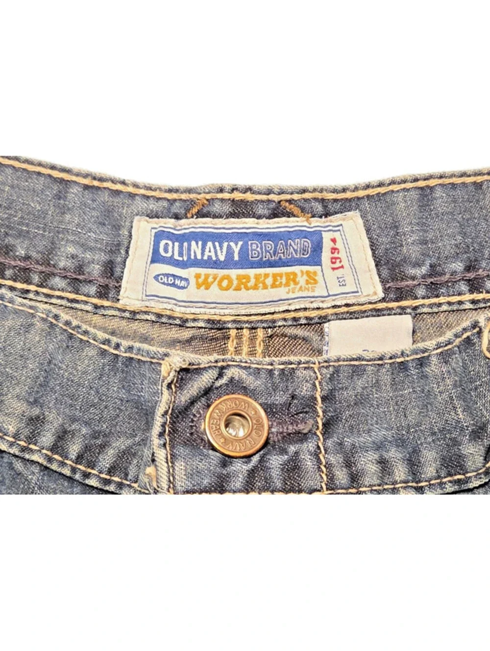 Vintage Y2K Old Navy Worker's Jeans Carpenter Shorts Mens 36 Blue Denim Utility